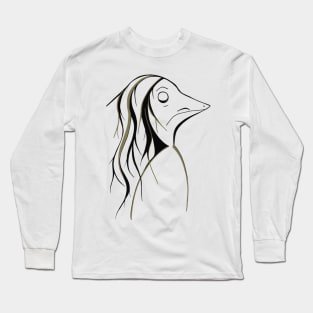 Drawing of mysterious creature with long hair Long Sleeve T-Shirt